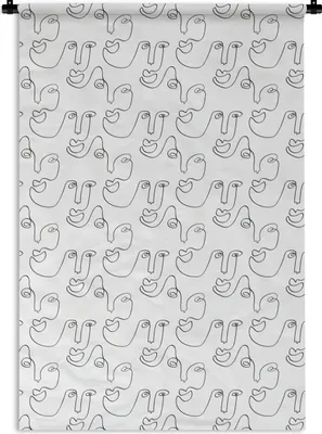 Produktbild von MuchoWow® Wandteppich Wandbehang Strichzeichnungen - Gesicht - Muster 120x180 cm Tapisserie Dekoration Wandtuch - Schlafzimmer - Dekorationen für das Haus