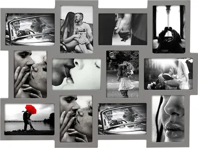Produktbild von Rebecca Mobili Multirahmen für 12 Fotos im Format 10x15 aus MDF, grau