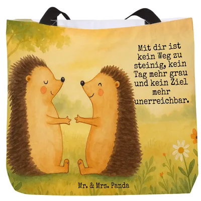 Produktbild von Mr. & Mrs. Panda Reisetasche Igel Liebe Design - Weiß - Geschenk, Tote Bag, Tasche, Partner, Freundin, Hochzeit, Laptoptasche, Strandtasche, Schultasche