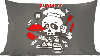Produktbild von MuchoWow® Zierkissen Sofakissen Wohnzimmer Dekokissen 60x40 cm Totenkopf - Küche - Vintage - Kopfkissen - Polster mit Foto