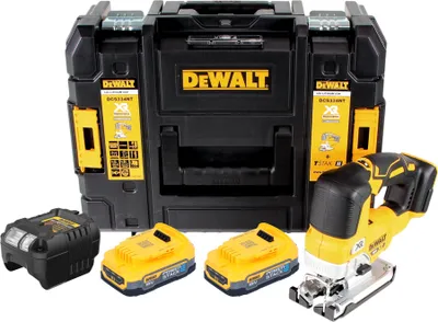 Produktbild von DeWalt DCS 334 E2T Akku Pendelhub Stichsäge 18 V Brushless + 2x Powerstack Akku 1,7 Ah + Ladegerät + TSTAK