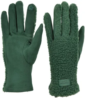 Produktbild von styleBREAKER Damen Touchscreen Handschuhe mit Teddyplüsch | Weiche warme Winter Fingerhandschuhe | Kuscheliger Smartphone Handschuh in vielen Farben