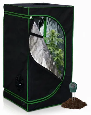 Zdjęcie produktu dla Mucola szklarnia z miernikiem wilgotności 3 w 1 dla roślin Growbox namiot wewnętrzny do uprawy roślin namiot ciemnia zimna rama czarny zielony - 60x60x120cm