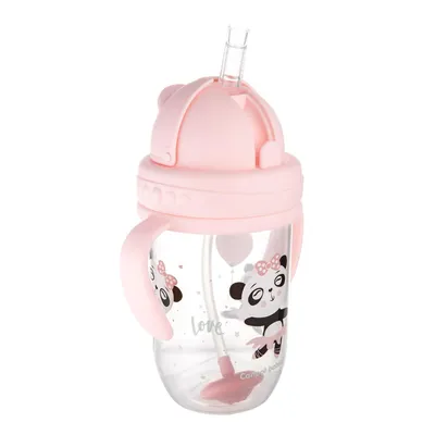 Produktbild von Canpol babies Trinklernbecher für Kinder mit Strohhalm und Gewicht EXOTIC ANIMALS Panda Rosa 6 m+ 270 ml 56/606_pin