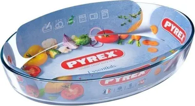 Image de Plat à Four Pyrex, Ovale, Verre Borosilicate, 35 x 24 cm, Résistant aux Chocs Thermiques