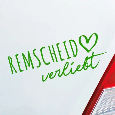 Produktbild von Auto Aufkleber Remscheid verliebt Herz Stadt Heimat Liebe Car 19x7 cm Hellgrün Sticker Heckscheibenaufkleber