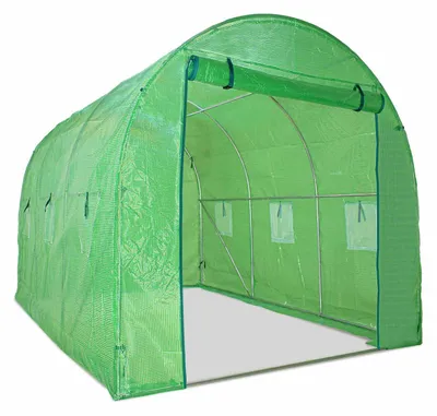 Produktbild von Gewøchshaus 2x3 M mit Tunnelstruktur aus verzinktem Stahl und PE-Netzabdeckung. Gewøchshaus 6sqm 200x300x190cm