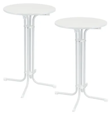 Produktbild von 2x Stehtisch klappbar Ø 70 cm Höhe 110 cm Stahl Gastrotisch Partytisch Bistrotisch in Weiß