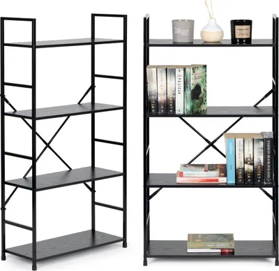 Produktbild von Holz Bücherregal breit 4 Regale modern LOFT