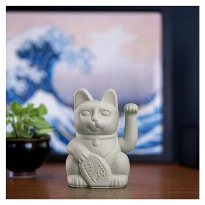Produktbild von Produkte - Glückskatze Grau - graue Winkekatze | Japanischer Glücksbringer Deko-Katze in mattem Farbton