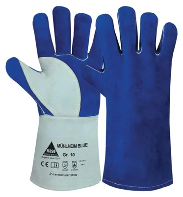 Produktbild von Hase Mühlheim Blue Schweißerhandschuh aus Rindspaltleder Größe 12 6 Stk