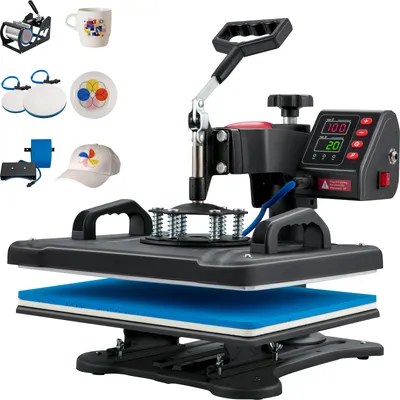 Obrázok produktu pre SucceBuy 5 v 1 Heat Press Machine 12x15, Clamshell Sublimation Transfer Printer rýchle zahriatie, digitálna presná regulácia teploty, vinylový tepelný lis na tričko, hrnček, 1250W