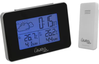 Produktbild von Funk Wetterstation mit Aussensensor, Wettervorhersage & Funkwecker, kabellos, Thermometer u. Hygrometer inkl. Funkuhr und Datumsanzeige