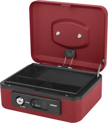 Produktbild von 1x Deluxe Geldkassette mit praktischer Öffnungsfunktion 200mm rot