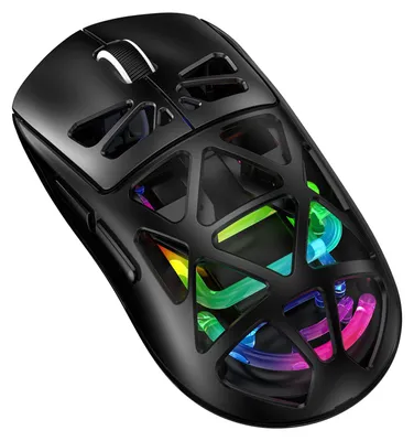 Obrázek produktu pro Lehké herní myši M7 – 2,4 GHz/Bluetooth/kabelové připojení, 3 režimy připojení, průhledné duté dobíjecí počítačové myši s LED osvětlením pro PC a notebooky