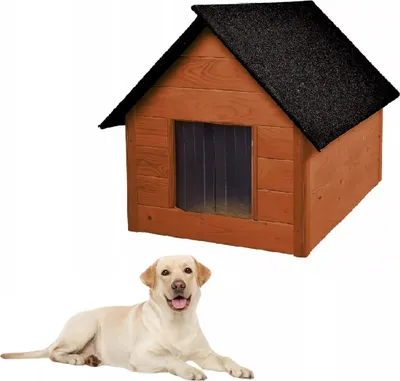 Produktbild von QLS Hundehütte aus Holz 101x69 cm Isoliert Mahagoni Winterfest Outdoor 10988