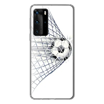 Produktbild von MuchoWow® Handyhülle Schutzhülle Hülle für Huawei P40 Pro Eine Illustration eines Fußballs, der ins Tor geht - Jungen - Mädchen - Kinder Silikon Softcase Handy Hülle - Schutz
