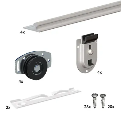 Produktbild von SLID'UP 130 Schiebetürbeschlag, mit Schiene 120 cm, für 2 Türen bis je 70 kg,