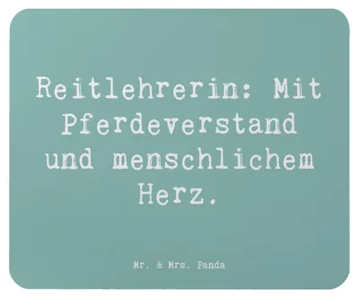 Produktbild von Mr. & Mrs. Panda Mouse Pad Spruch Reitlehrerin Herz - Meeresbrise - Geschenk, mousematte, mauspad laptop, Reitunterricht, Berufsalltag, personalisierte Geschenke, Beruf