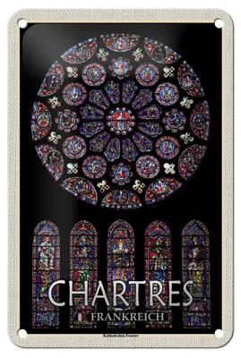 Produktbild von Blechschild Reise 12x18cm Chartres Frankreich Kathedralenfenster