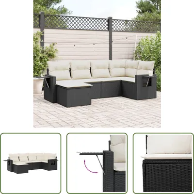 Produktbild von The Living Store 6-tlg. Garten-Sofagarnitur mit Kissen Schwarz Poly Rattan