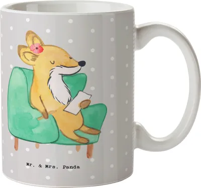 Produktbild von Mr. & Mrs. Panda Teetasse Psychologin Herz - Grau Pastell - Geschenk, Becher, Keramikbecher, Trinkbecher, Trinktasse, Tasse