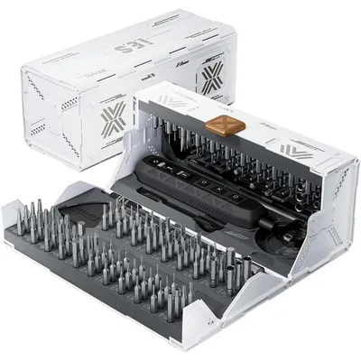 Produktbild von Elektrischer Schraubendreher Set 181-in-1 mit 162 CR-V Bits, 3 Drehmomentstufen, Wiederaufladbar, Weiß
