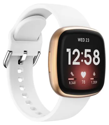 Produktbild von By Qubix passend für Fitbit Versa 3 & 4 / Sense 1 & 2 - Silikonarmband - Weiß
