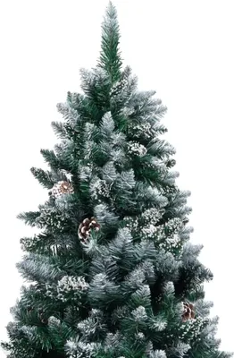 Image de vidaXL Sapin de Noël artificiel avec pommes de pin et neige, 150 cm