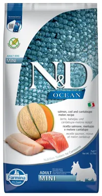 Zdjęcie produktu dla Farmina N&D Dog Ocean Adult Mini 7kg Sucha Karma Dla Dorosłych Psów Małych Ras Z Łososiem Dorszem I Melonem