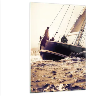 Produktbild von Bilder auf glas - Einteilig - Meer Yacht Welle - 80x120cm - Glasbilder - Wandbilder - Bilder - zum Aufhängen bereit - Wanddekoration aus Glas - Glas Bilder - Wandbild auf Glas - GPA80x120-3719