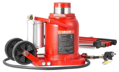 Obrázok produktu pre Pneumatický zdvihák na fľaše VEVOR s nosnosťou 50 t, zdvih 265–410 mm, vzduchovo-hydraulický/ručný zdvihák s piestom a pumpou pre SUV, pickupy, nákladné vozidlá, obytné vozidlá a autoservisy, červený
