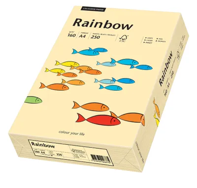 Produktbild von Papyrus Rainbow, Universal, A4 (210x297 mm), 250 Blätter, 160 g/m², Cremefarben, EU Ecolabel, Forest Stewardship Council (FSC)