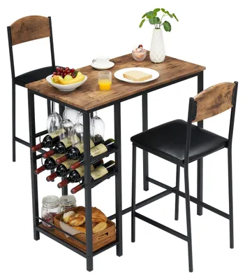 Obrázok produktu pre Stôl pre 2 osoby – Barový set – Súprava barových stoličiek – Bistro set – Bistro stôl – Vintage dizajn