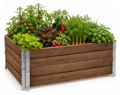 Produktbild von Hochbeet aus verzinktem Kiefernholz 120x80x20 cm, klappbar für Gemüse und Kräuter