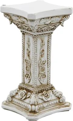 Productafbeelding van Romeinse Zuil - Decor Pilaar - Binnen en Buiten - Elegant Houtsnijwerk - 5 x 9 Inch - Wit