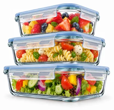 Zdjęcie produktu dla KADAX Zestaw szklanych pojemników na żywność z pokrywką Lunchbox 3x