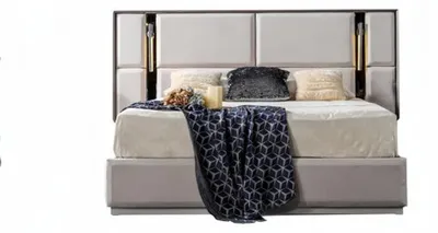 Obrázek produktu pro Moderní postel Bílý nábytek do ložnice Dřevěný rám designový nábytek Vysoká kvalita