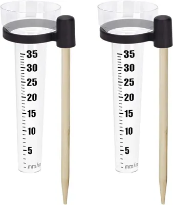 Produktbild von Regenmesser Set mit Erdspieß für den Garten, Niederschlagsmesser bis 35 mm