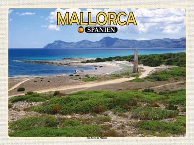 Produktbild von vianmo Holzschild 30x40 cm Mallorca Spanien Reisen Son Serra de Marina Meer Bildmotiv Reisemotiv Abenteuer