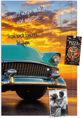 Produktbild von Magnettafel 60x90cm Pinnwand Whiteboard beschreibbar - Retro Oldtimer