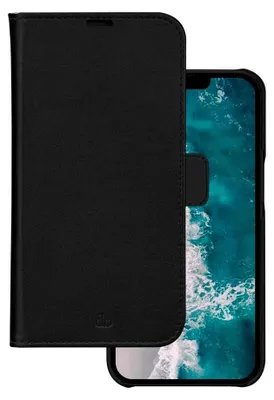 Produktbild von DBRAMANTE1928, Hülle für iPhone 14 Plus Folio 2 in 1 Modell Stockholm aus Leder mit Kartenhalter, Schwarz