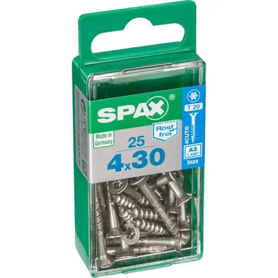 Obrázek produktu pro Šroub SPAX z nerezové oceli, 4 x 30 mm, 25 kusů, s částečným závitem, se zápustnou hlavou, T-STAR plus T20, 4CUT, nerezová ocel A2 - 4197000400301