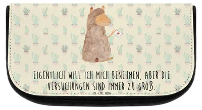 Produktbild von Mr. & Mrs. Panda Kulturbeutel Alpaka Fahne - Kaktus Grün - Geschenk, Liebe, Kosmetiktasche, Lama, Alpakas, kosmetiktäschchen, Organizer, Waschbeutel, Make-up Täschchen