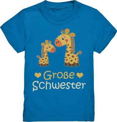 Produktbild von Große Schwester Shirt Giraffe Große Schwester Geschenk – Royal Blue / 98/104 (3-4)