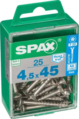 Produktbild von SPAX 4197000400452, Schraube, Edelstahl, Holz, Flachkopf, Torx, Edelstahl