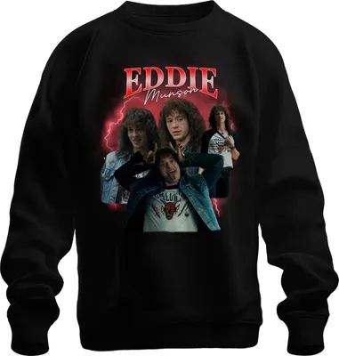 Produktbild von Eddie Munson Hellfire Club Stranger Metal Geschenk Vintage Serie 90s Bootleg Uni Sweatshirt Pullover, Schwarz, S