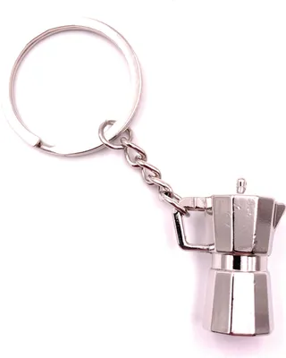 Image de Onwomania Porte-clés cafetière filtre à café Camping Pendentif argent Keychain