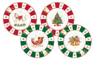 Produktbild von 4er Set Kuchenteller Christmas Tale Weihnachten D. 19cm Porzellan Easy Life