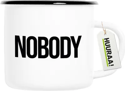 Produktbild von Huuraa Emaille Tasse Nobody Schriftzug 300ml Vintage Campingbecher Geschenkidee